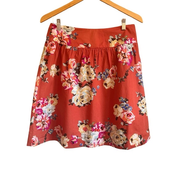 Garnet Hill Dresses & Skirts - Garnet Hill Orange Floral Skirt Size 8
